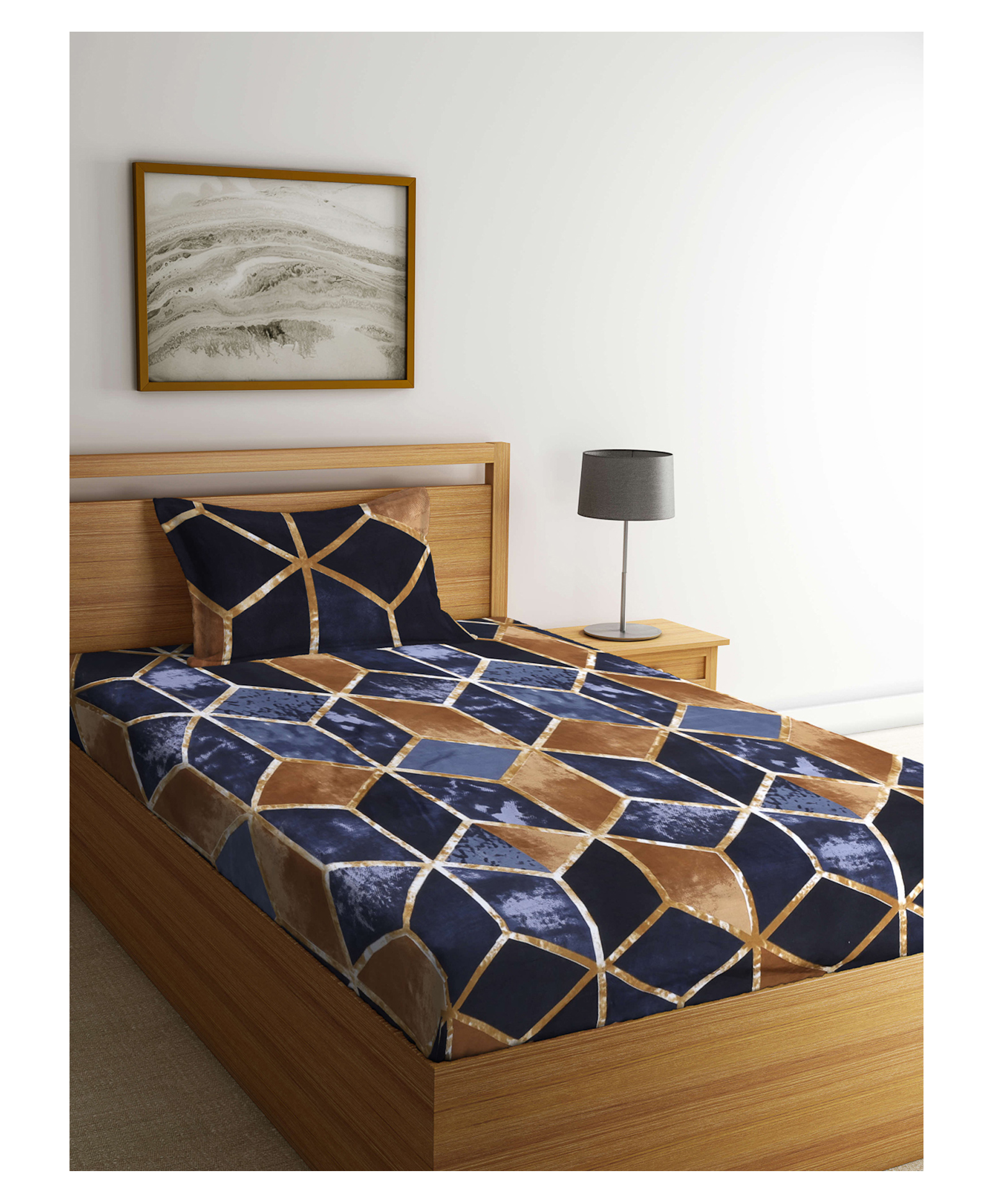 Arrabi Single Bed Cotton Bedsheet and Pillow Cover Brown-picture-14