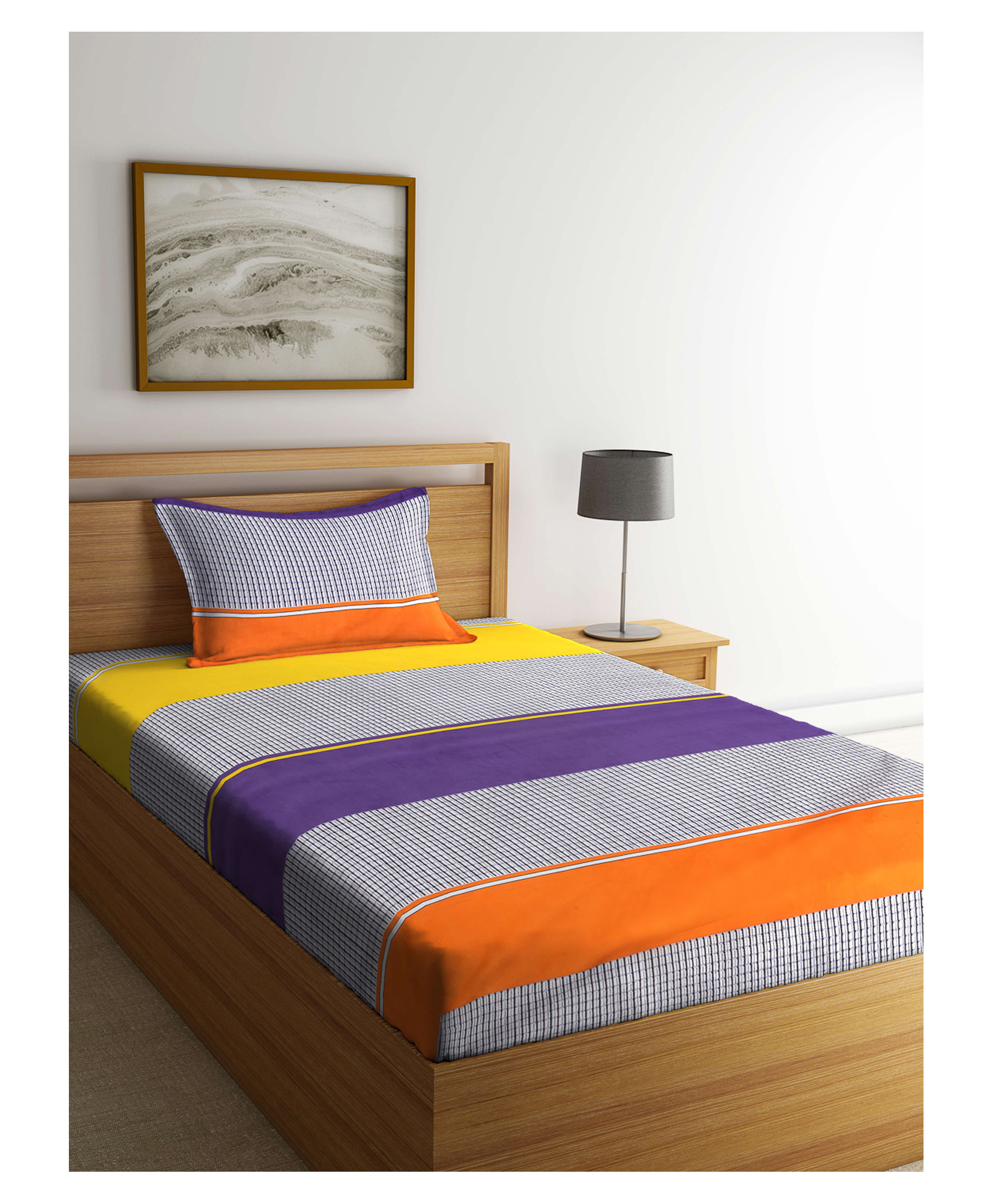 Arrabi Single Bed Cotton Bedsheet and Pillow Cover  Multicolour-picture-36