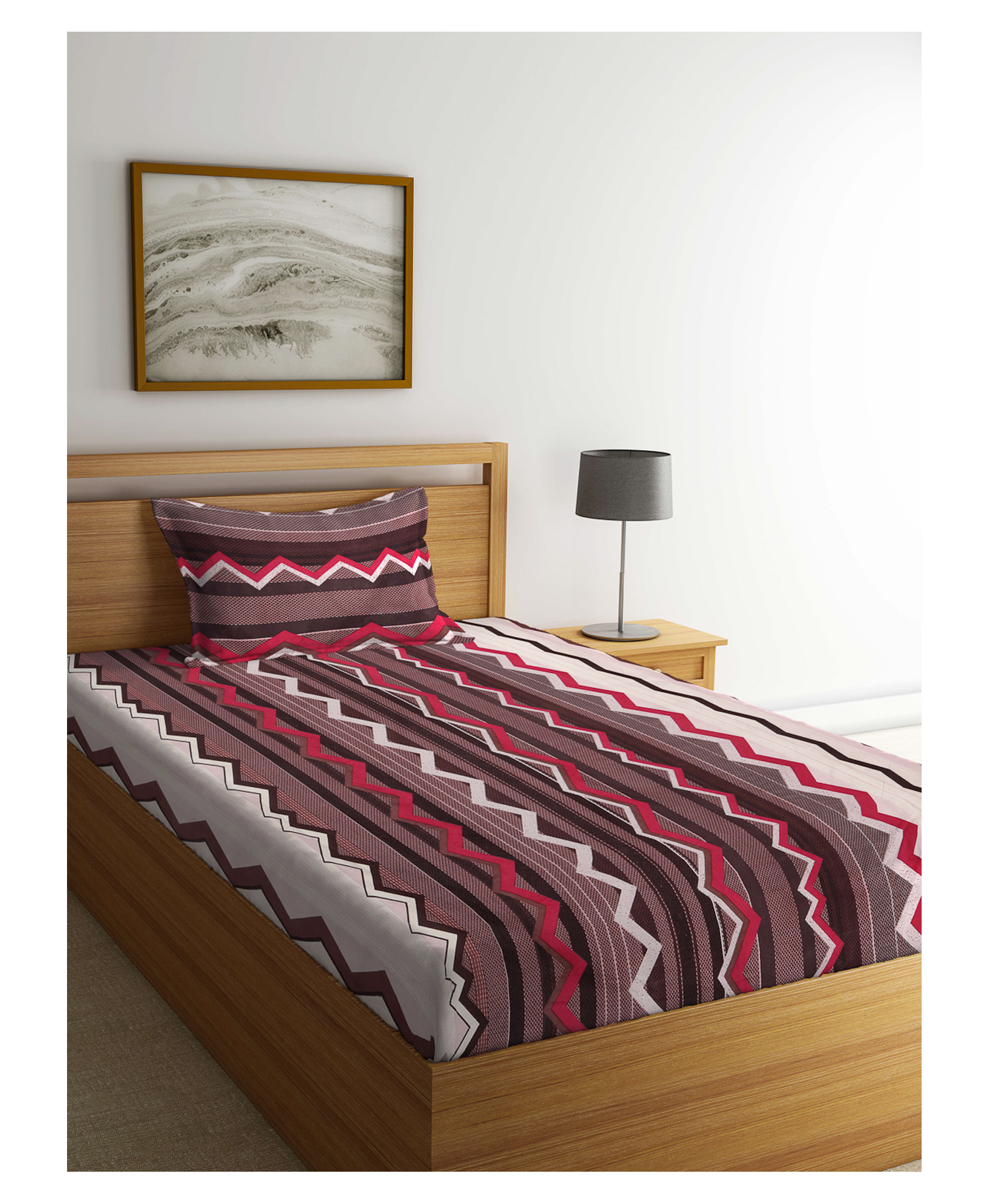Single Arrabi Bed Cotton Bedsheet and Pillow Cover  Brown-picture-37