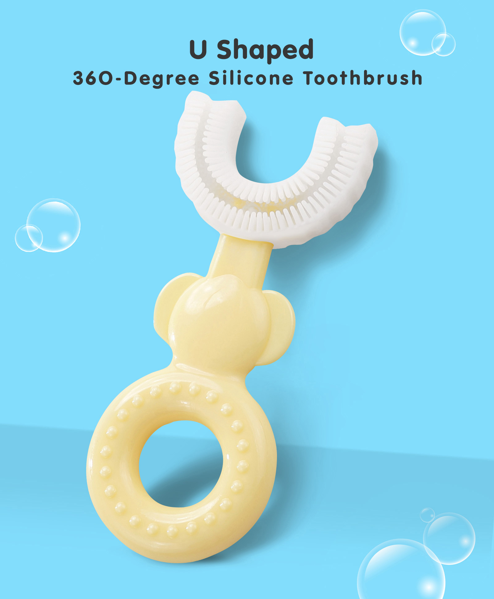 Domenico Soft Sillicone U-Shaped Head 360 Toothbrush - Yellow-image-13