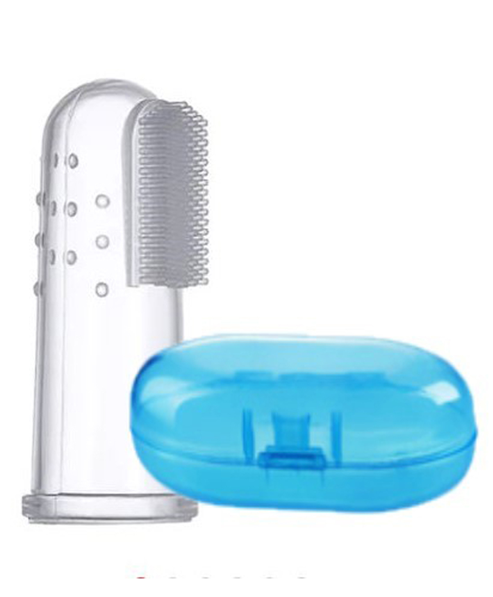 DOMENICO Silicone Finger Tooth Brush with Carry Case - Blue-picture-14