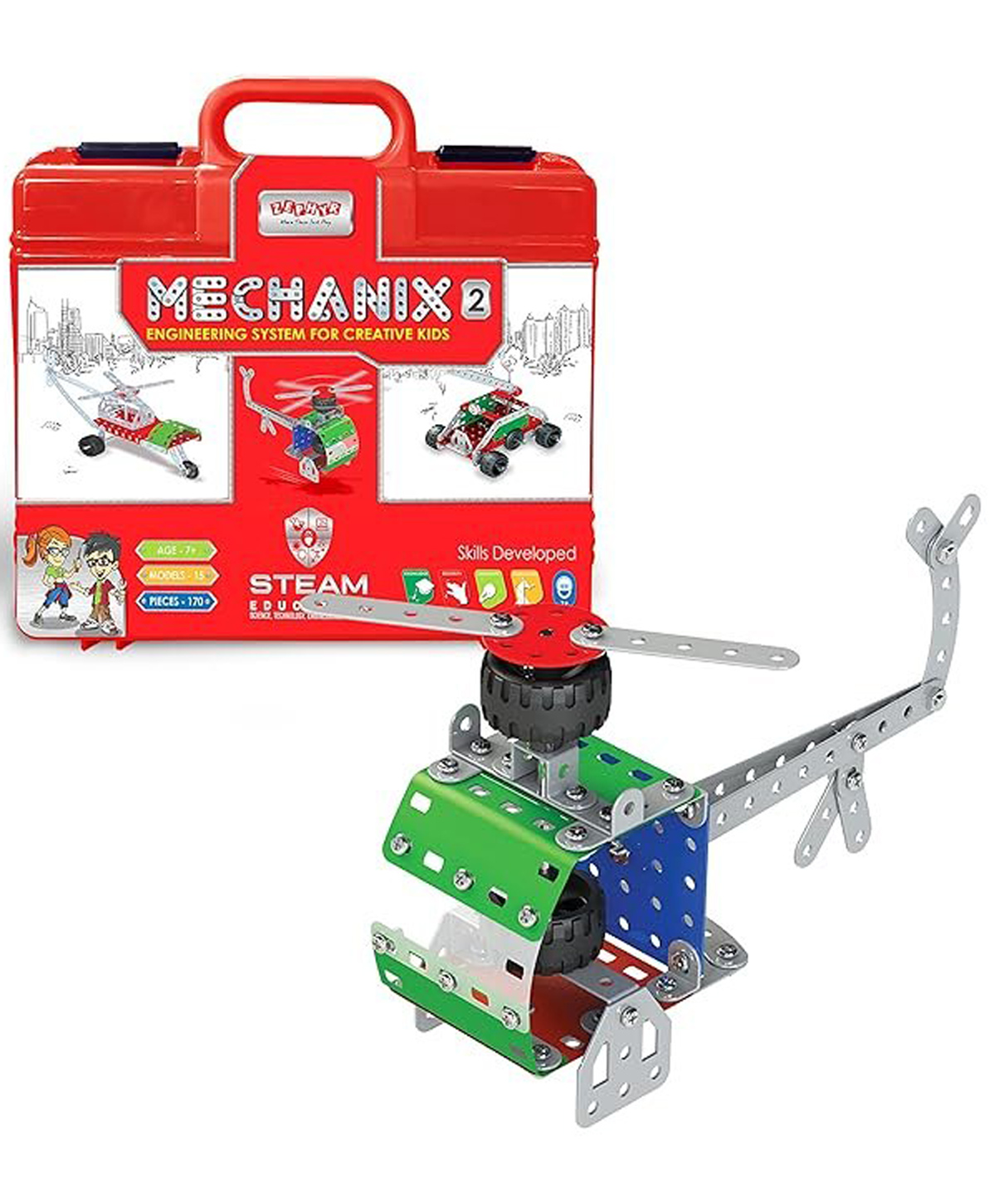 Zephyr Mechanix Metal Mechanix 2 Metal Multimodel Making STEAM Toy With Bag 15 Models - 170 Piece-picture-28