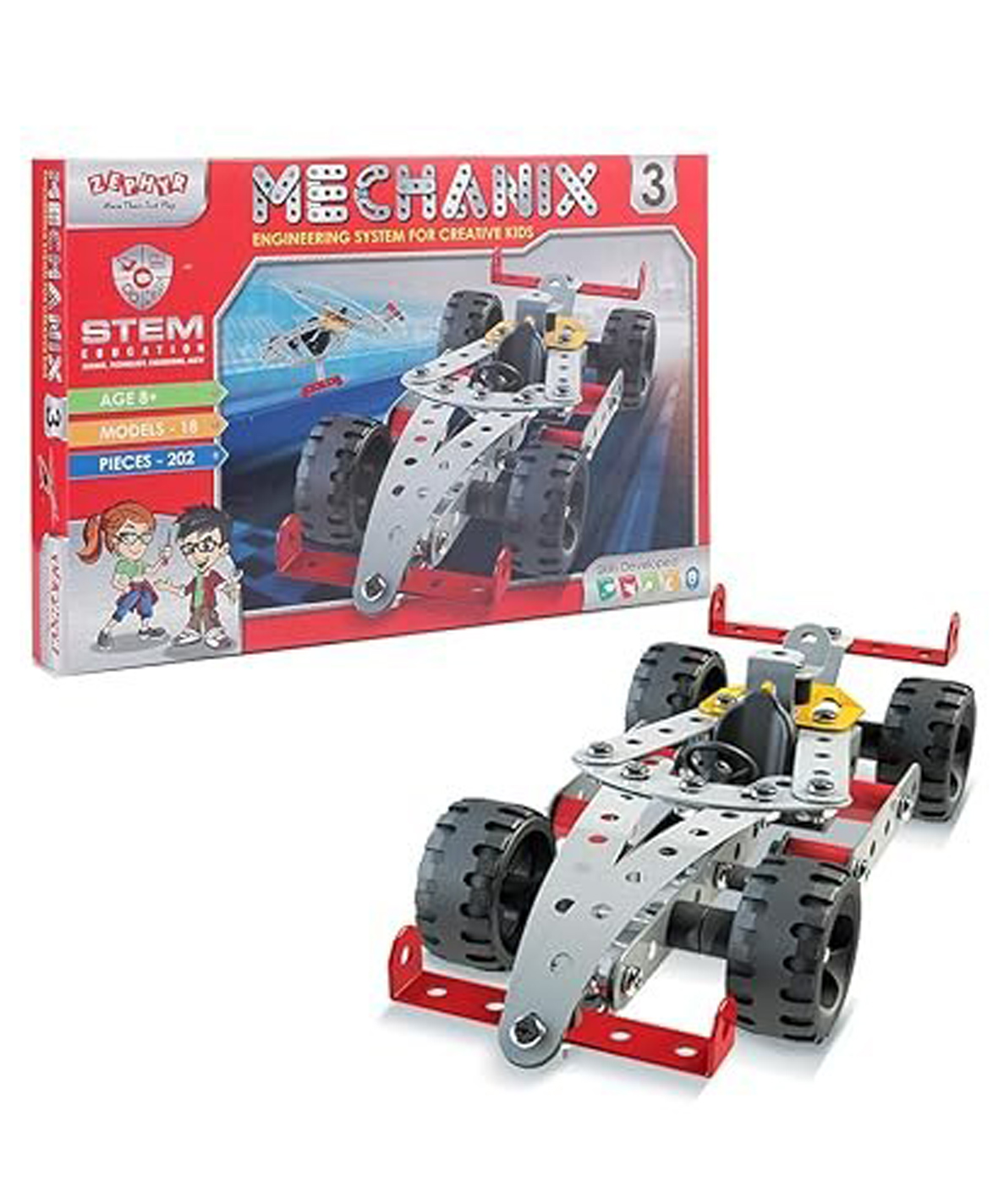 Zephyr Mechanix Metal Mechanix 3 Multimodel Making STEAM Toy With Bag 18 Models - 202 Pieces-image-47