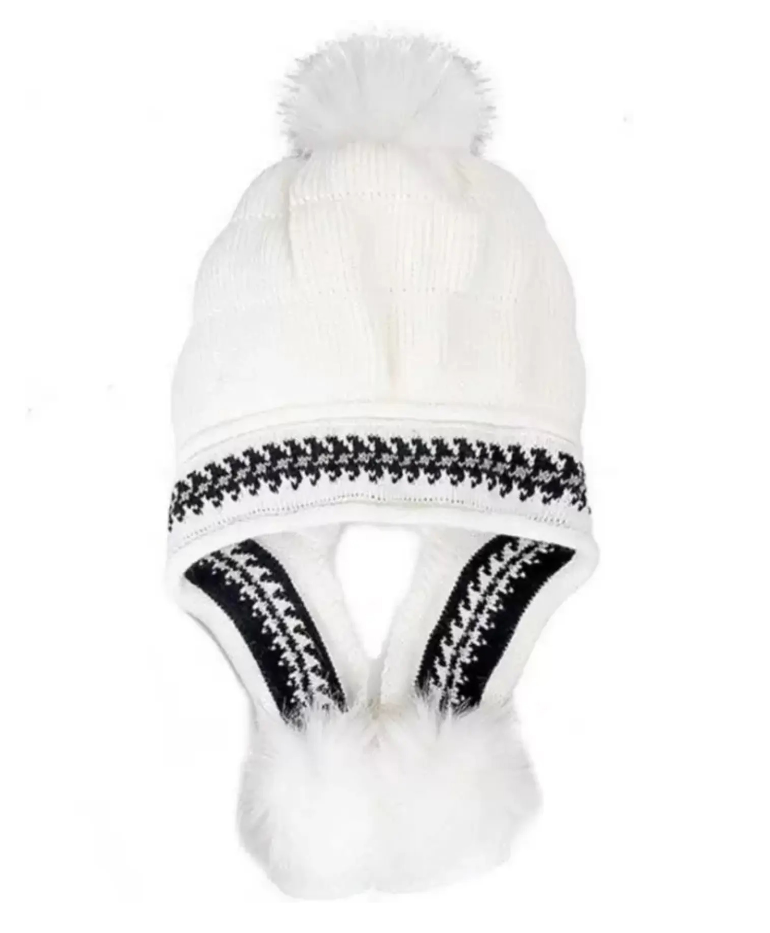 MOMISY Girl's Winter Pom-Pom Earflap Cap (White)- Circumference 28 cm-image-17