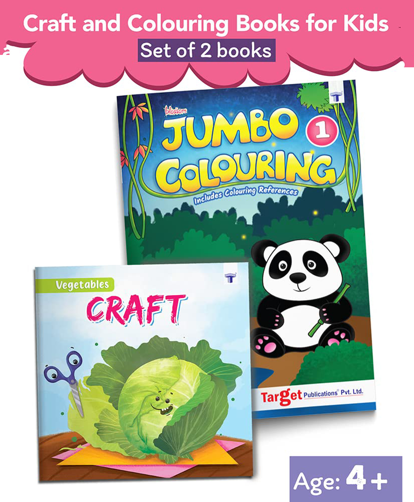 Jumbo Colouring Book 1 and Blossom Vegetable Craft Book Set of 2 Activity Books - English-image-4