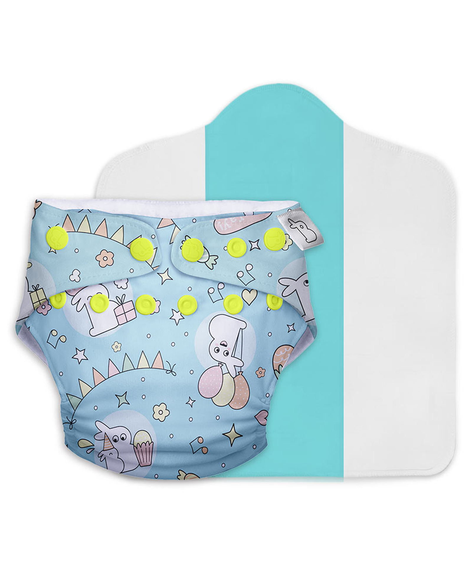 SuperBottoms Reusable and Washable Cloth Diapers Free Size UNO Rabbit Print - Blue
