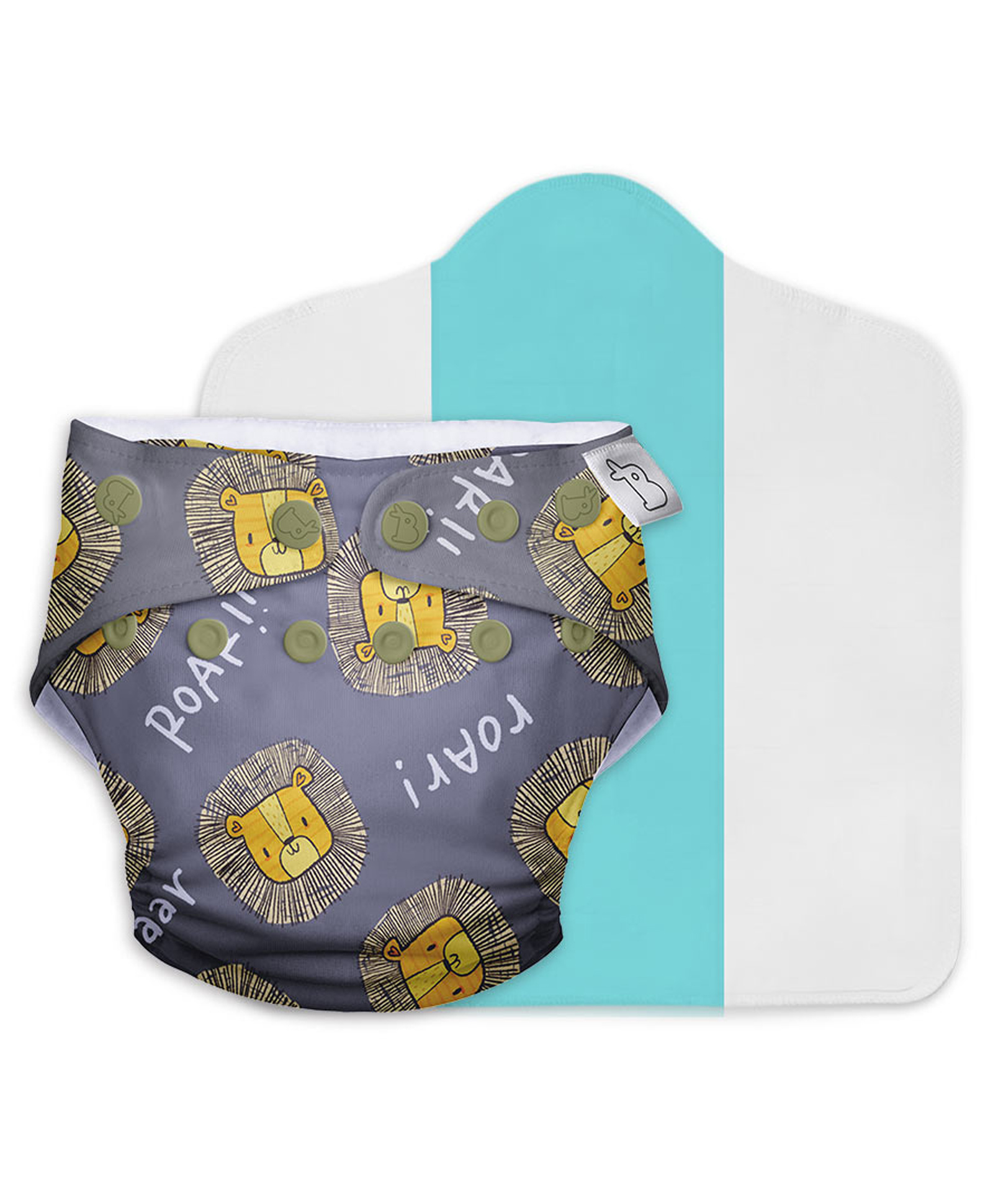 SuperBottoms Reusable and Washable Cloth Diapers Free Size UNO Lion Print - Grey-image-41