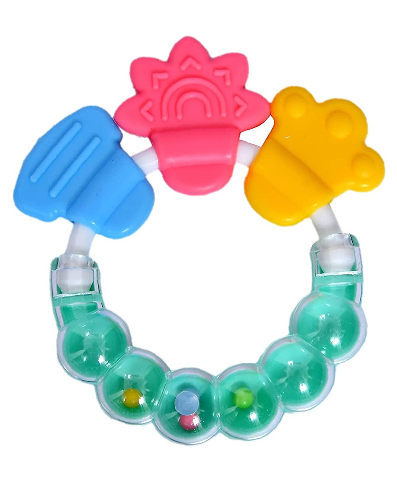 Enorme Round Shape BPA Free Silicone Bell Teether Ring for Infants - Multicolour-image-28