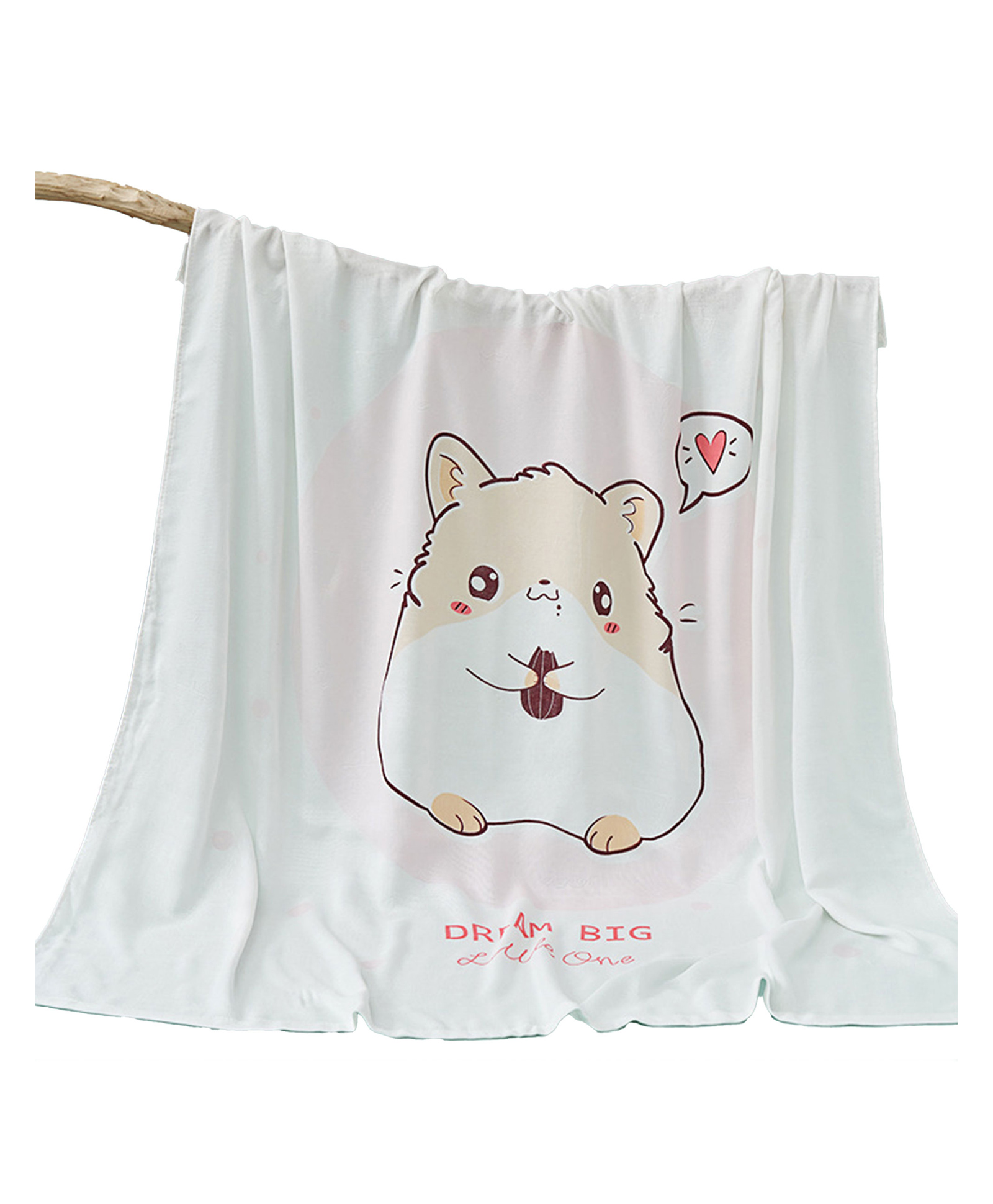 Bembika Bamboo Cotton Muslin Swaddle Blanket Baby, Totoro Printed, 110x110cm - White-picture-27