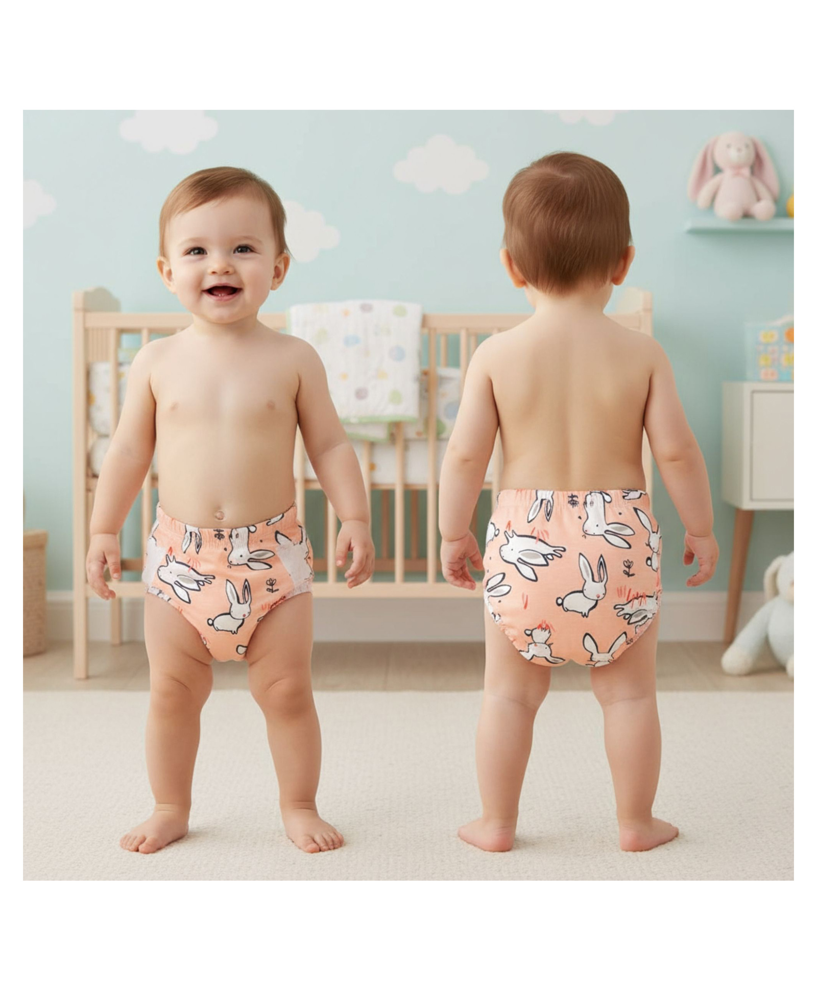 Bembika Babies Cotton Potty Training Pants Bunny  Printed  Size - Peach-image-22