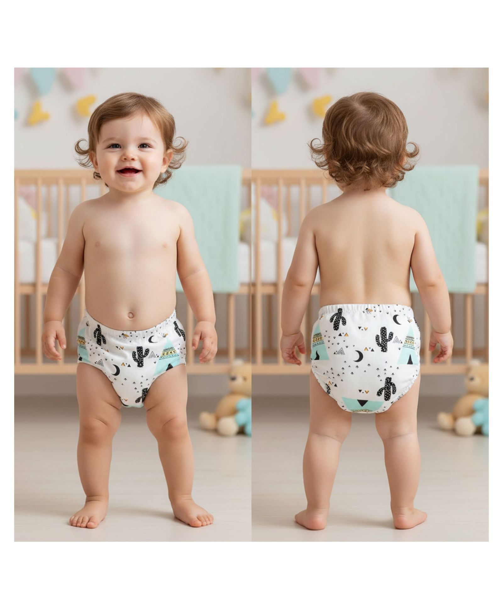 Bembika Babies Cotton Potty Training Pants Cactus  Printed Large - White-image-47