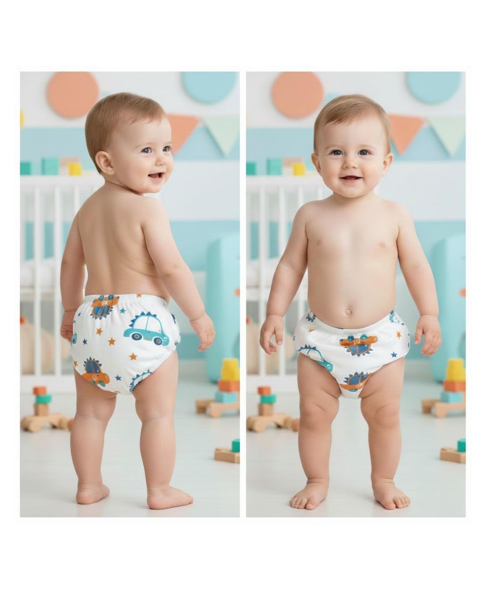 Bembika Babies Cotton Potty Training Pants Car Printed Large - White-image-44