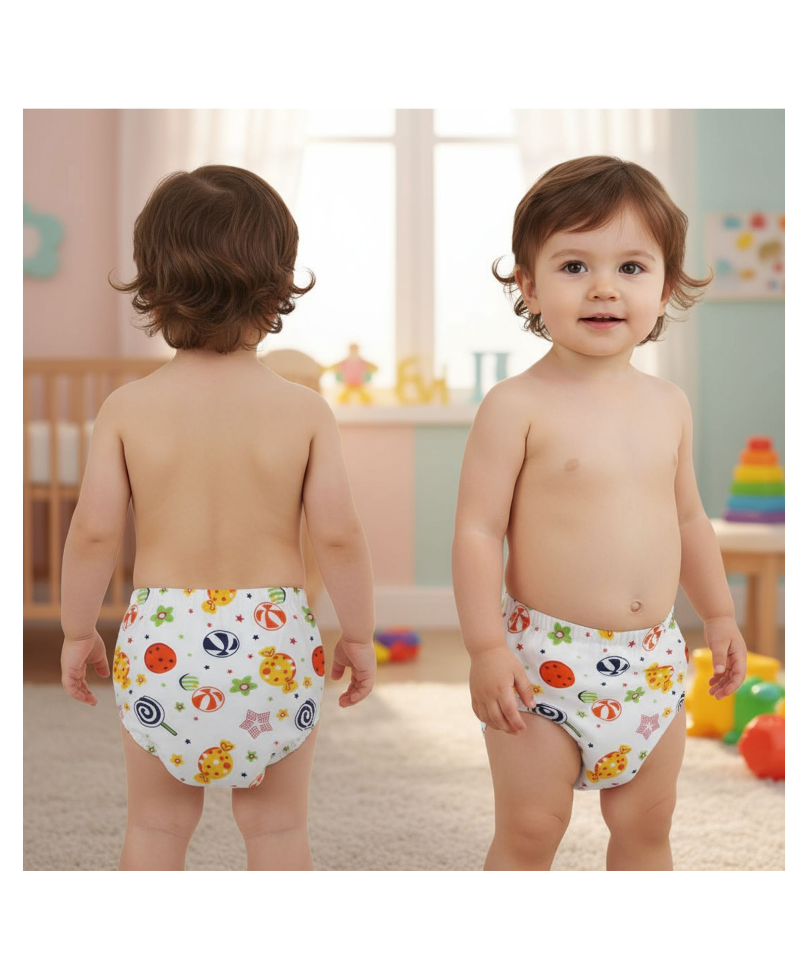Bembika Babies Cotton Potty Training Pants Colorful Candy  Printed Large  - White-image-12