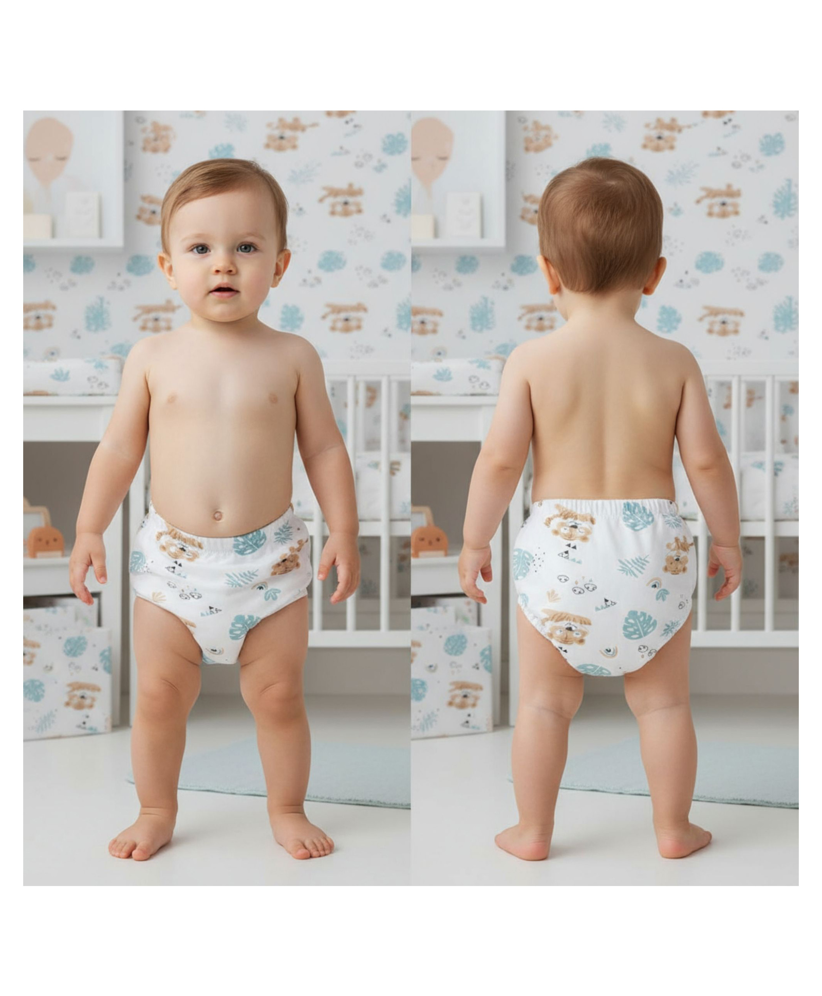 Bembika Babies Cotton Potty Training Pants Cute Tiger  Printed Large - White-picture-31