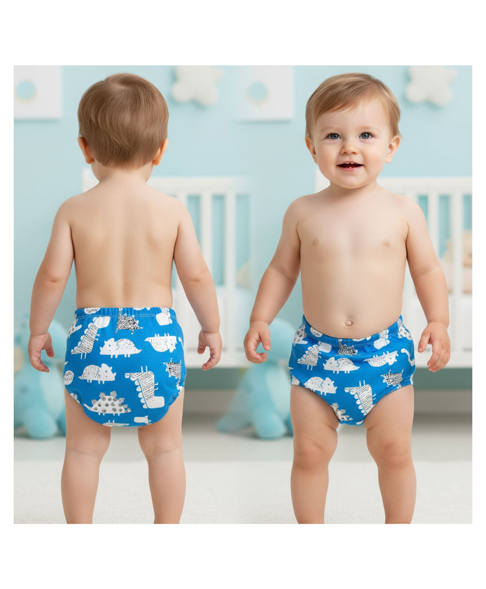 Bembika Babies Cotton Potty Training Pants Dinosaur  Printed  Medium - Blue-image-6