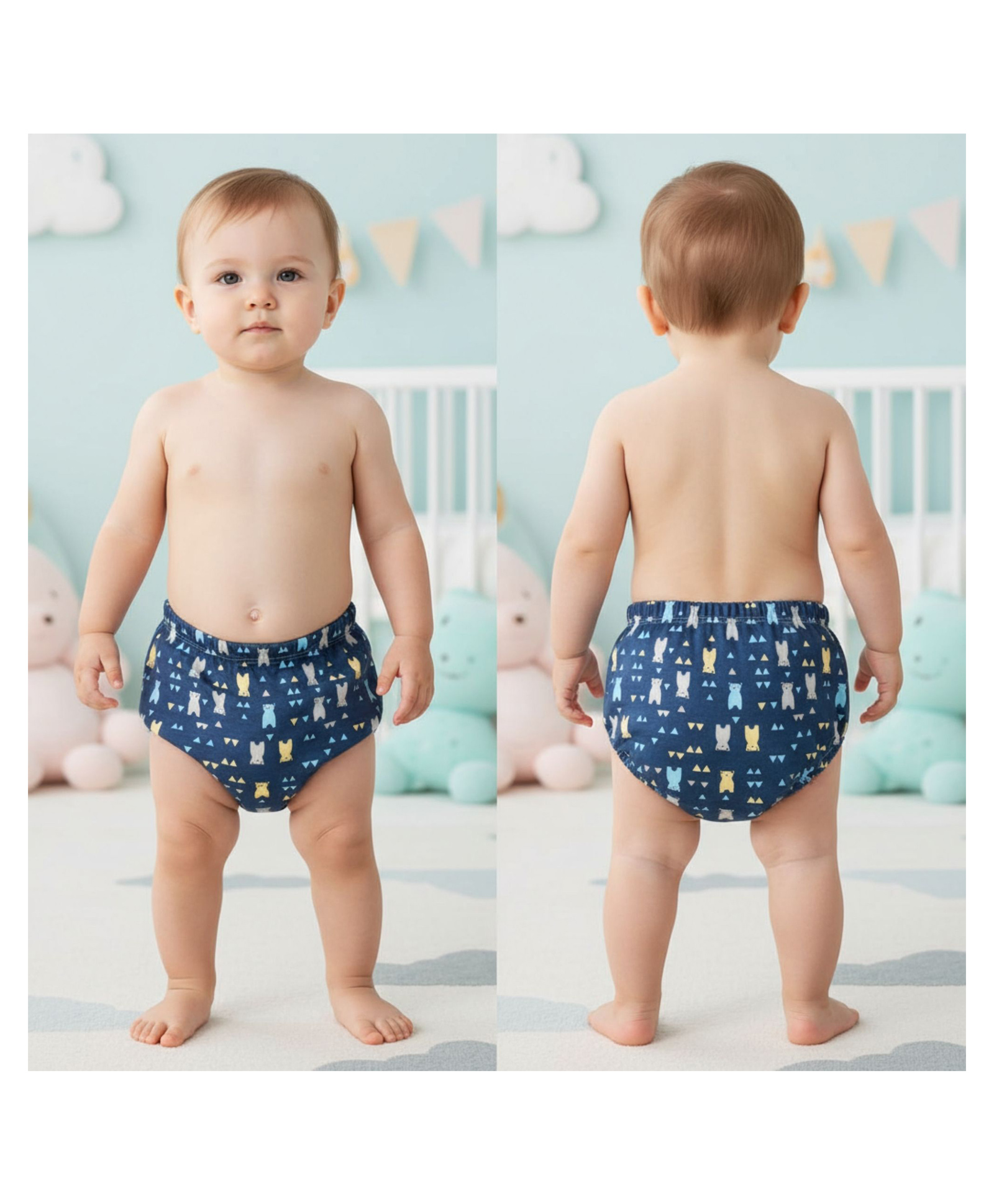 Bembika Babies Cotton Potty Training Pants Full Of Bears  Printed Medium - Blue-image-5