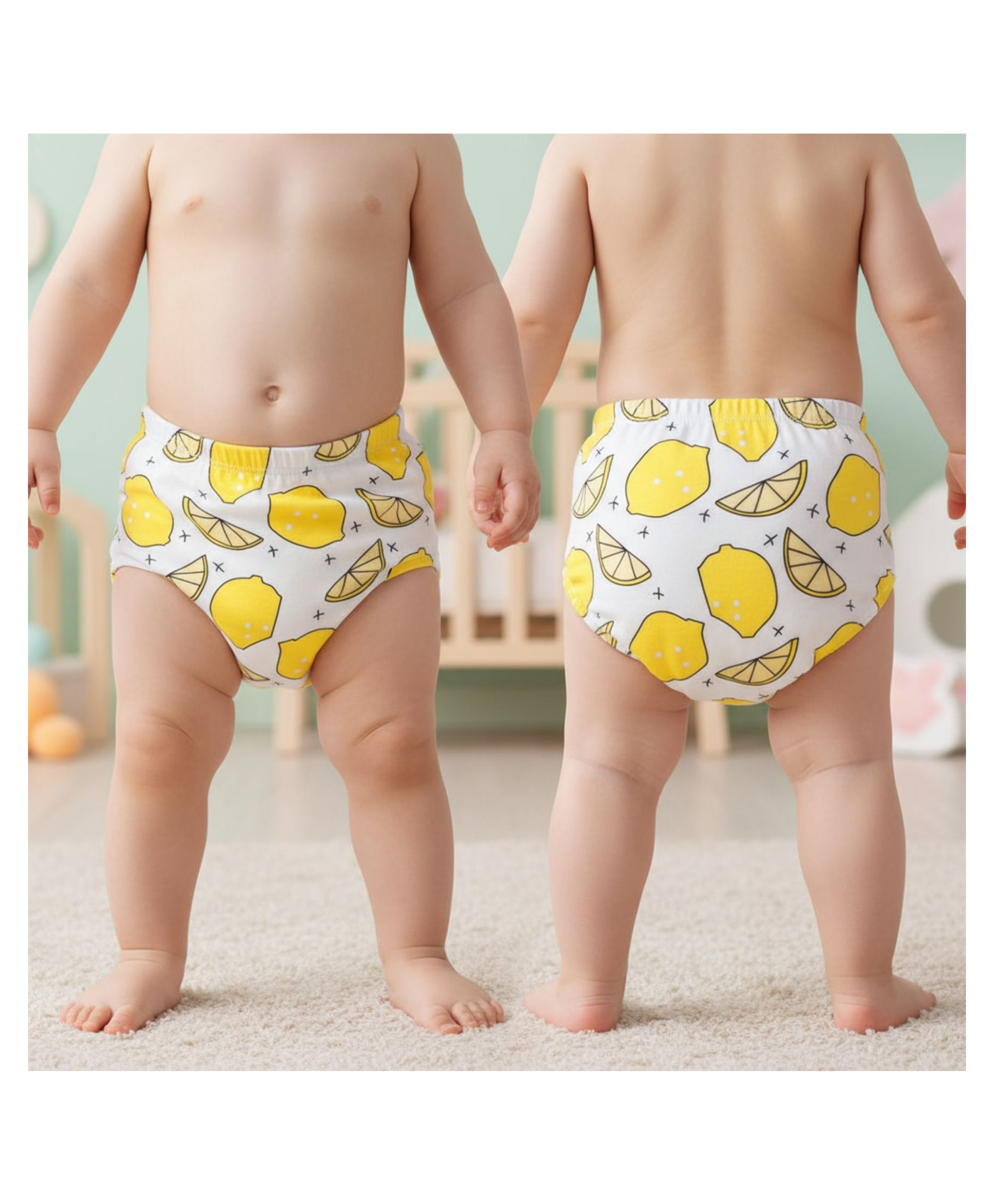 Bembika Babies Cotton Potty Training Pants Lemon  Printed Large - White-image-22