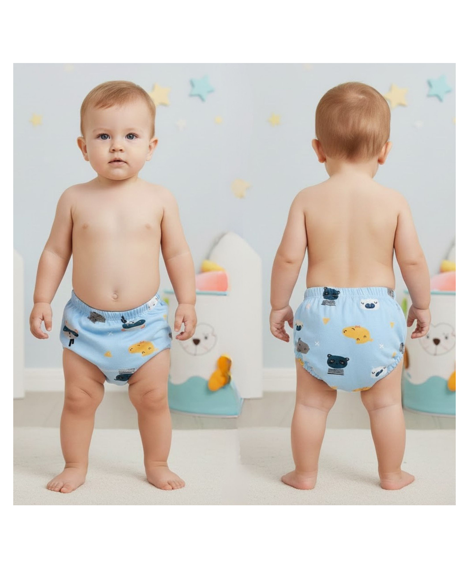 Bembika Babies Cotton Potty Training Pants  Waterproof Breathable Padded Underwear for Toddler Medium - Blue-image-8
