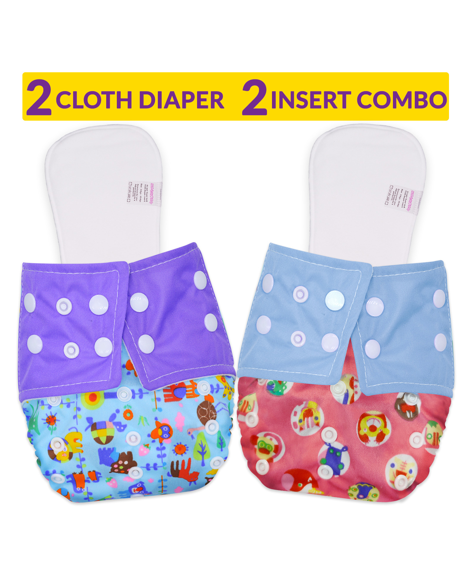 Bembika Reusable Cloth Diaper With Insert Pack of 2  Multicolour-picture-24