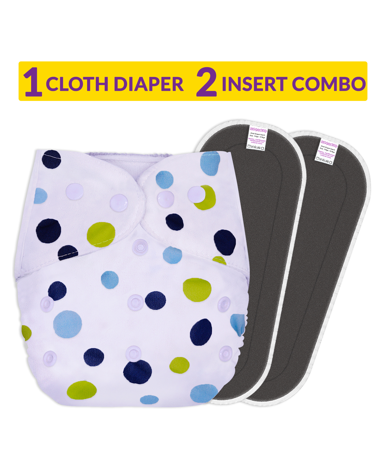 Bembika Reusable Cloth Diaper With 2 Inserts  Multicolor-picture-26