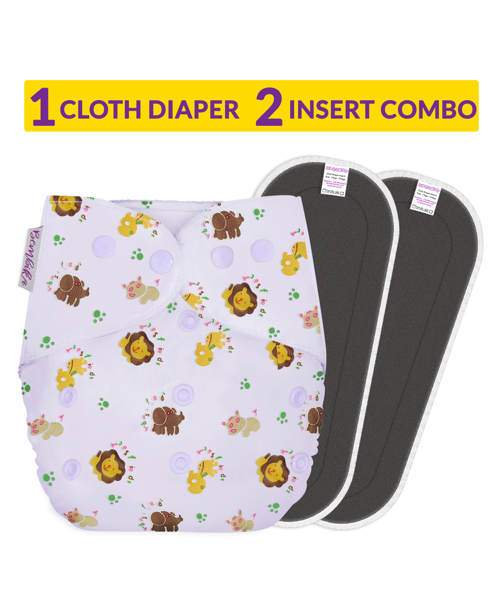 Bembika Reusable Cloth Diaper With 2 Inserts  Multicolor-picture-21