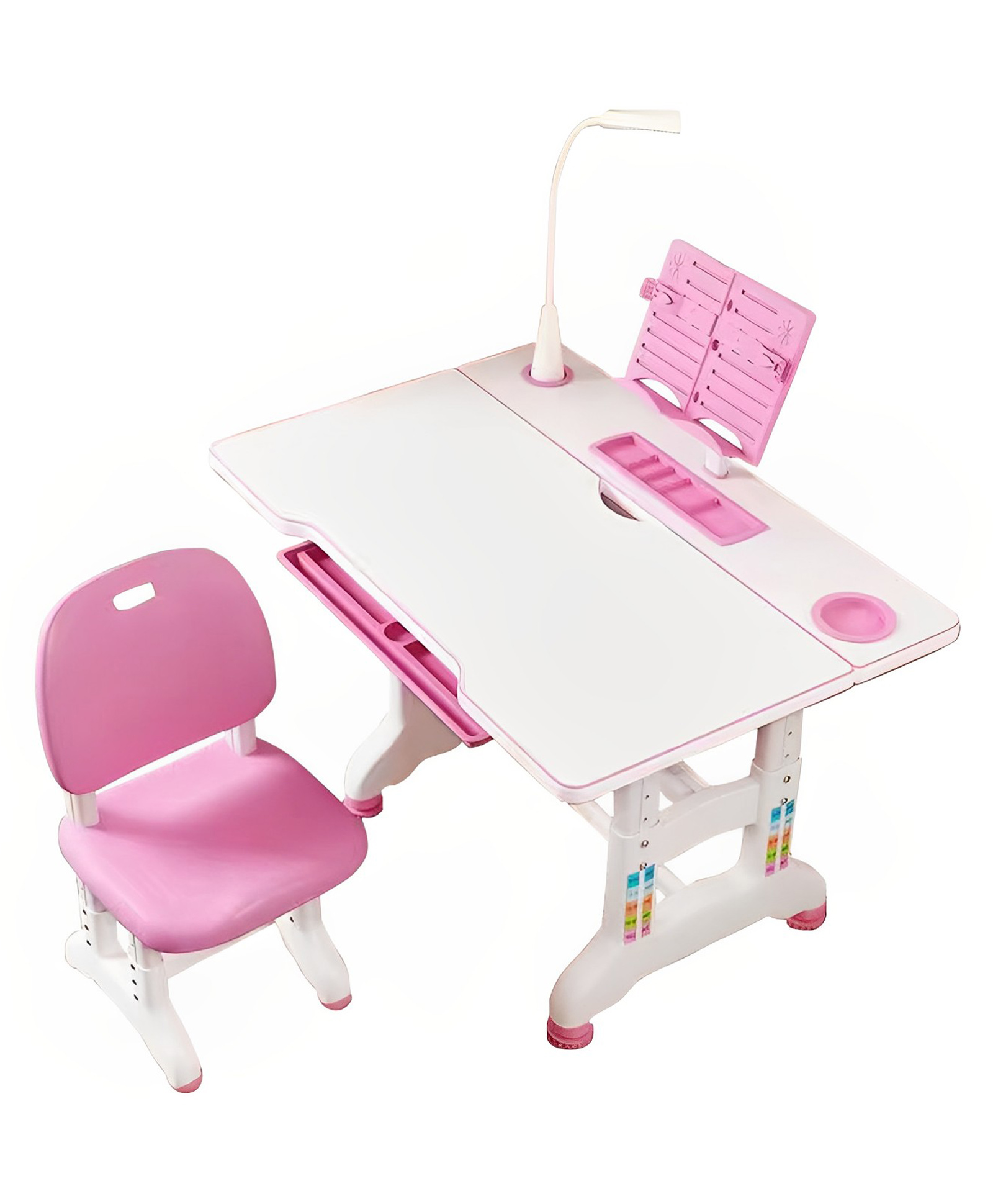 SYGA Kids Height Adjustable Study Desk and Chair Set Flagship & Eye Lamp - Pink-picture-24