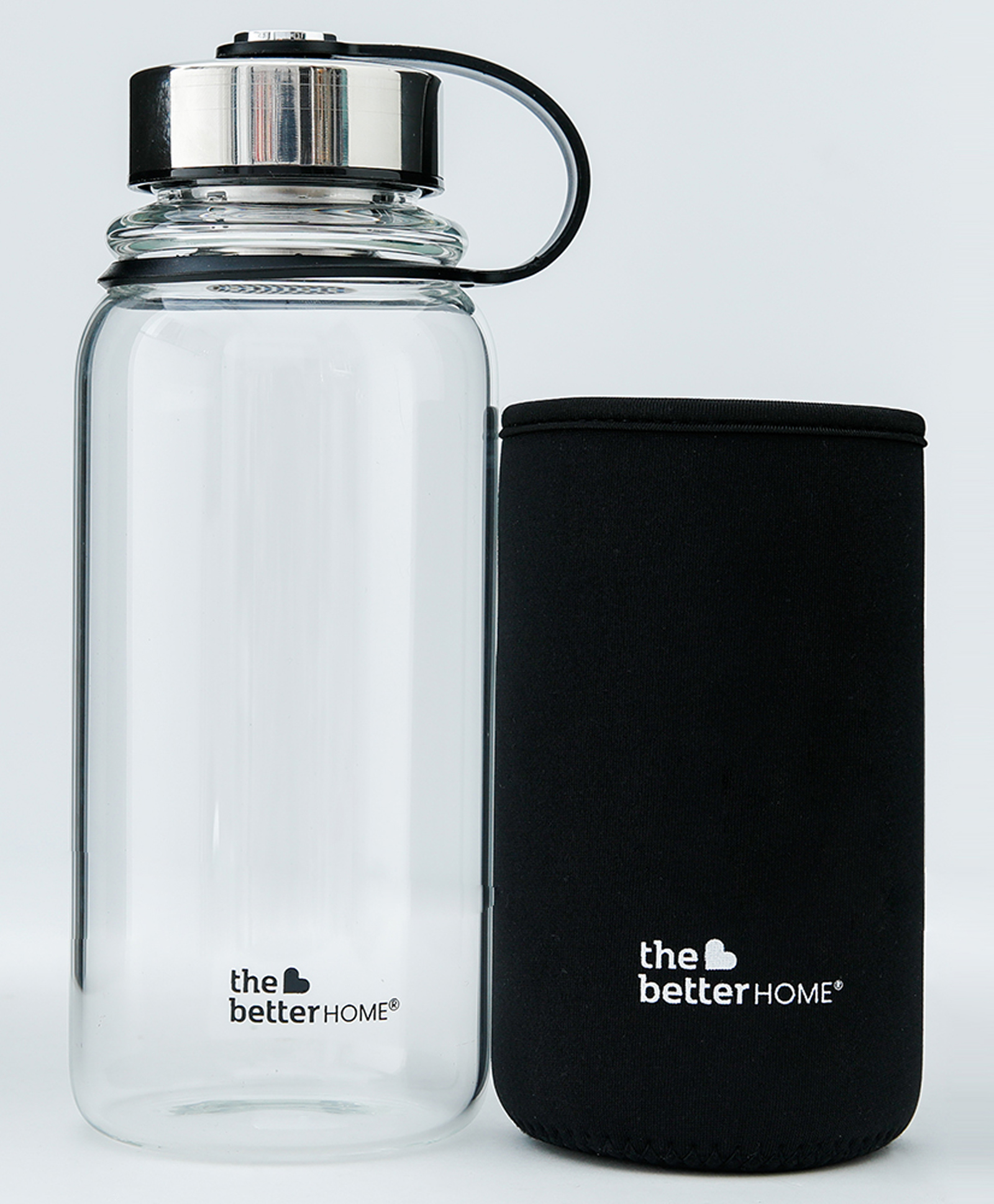 The Better Home Borosilicate Glass Water Bottle with Tea Infuser & Non Slip Sleeve White Black -1000 ml-image-36