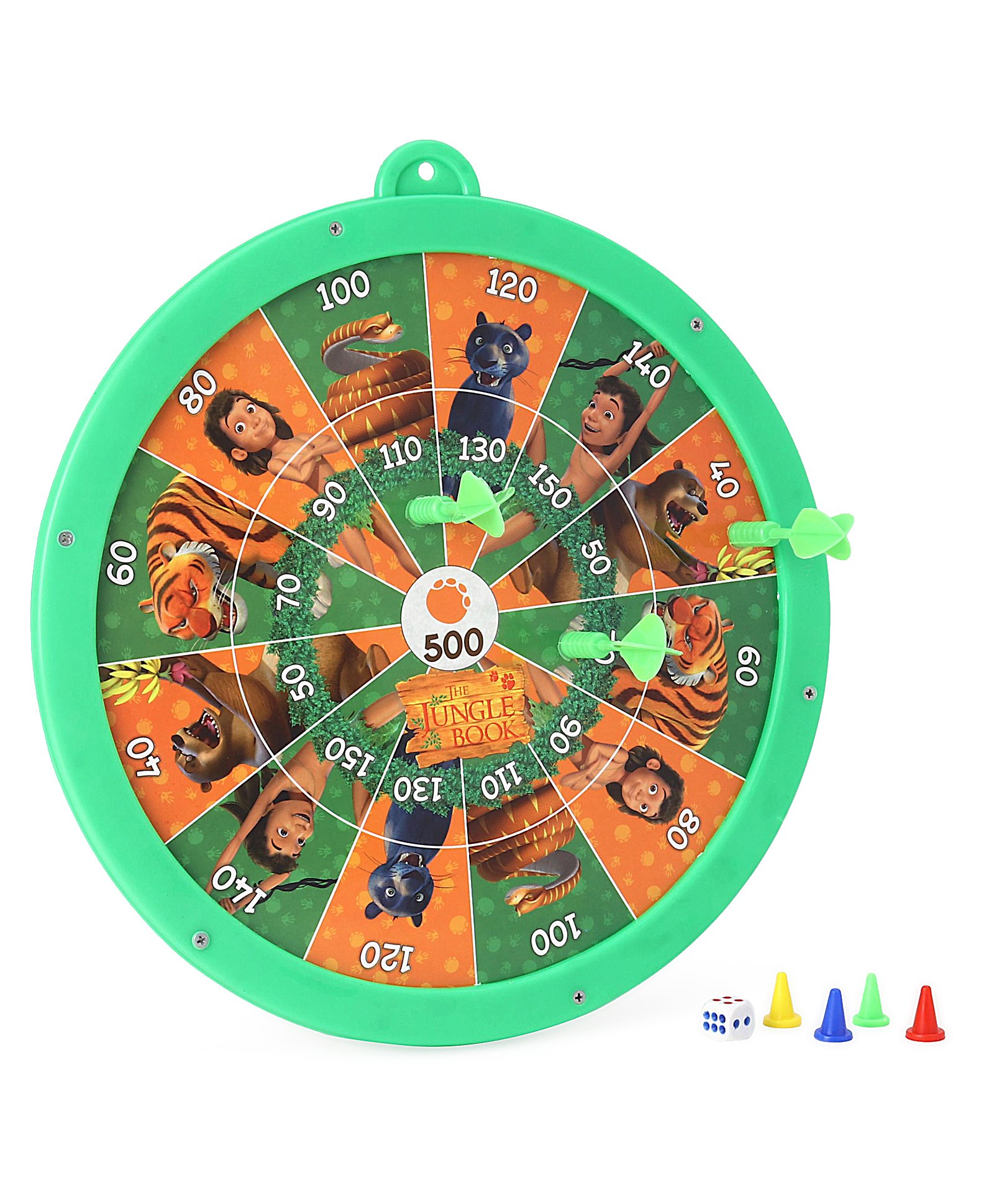 Jungle Book 2 In 1 Round Magnetic Dart Board & Game Board Large - Green-image-46