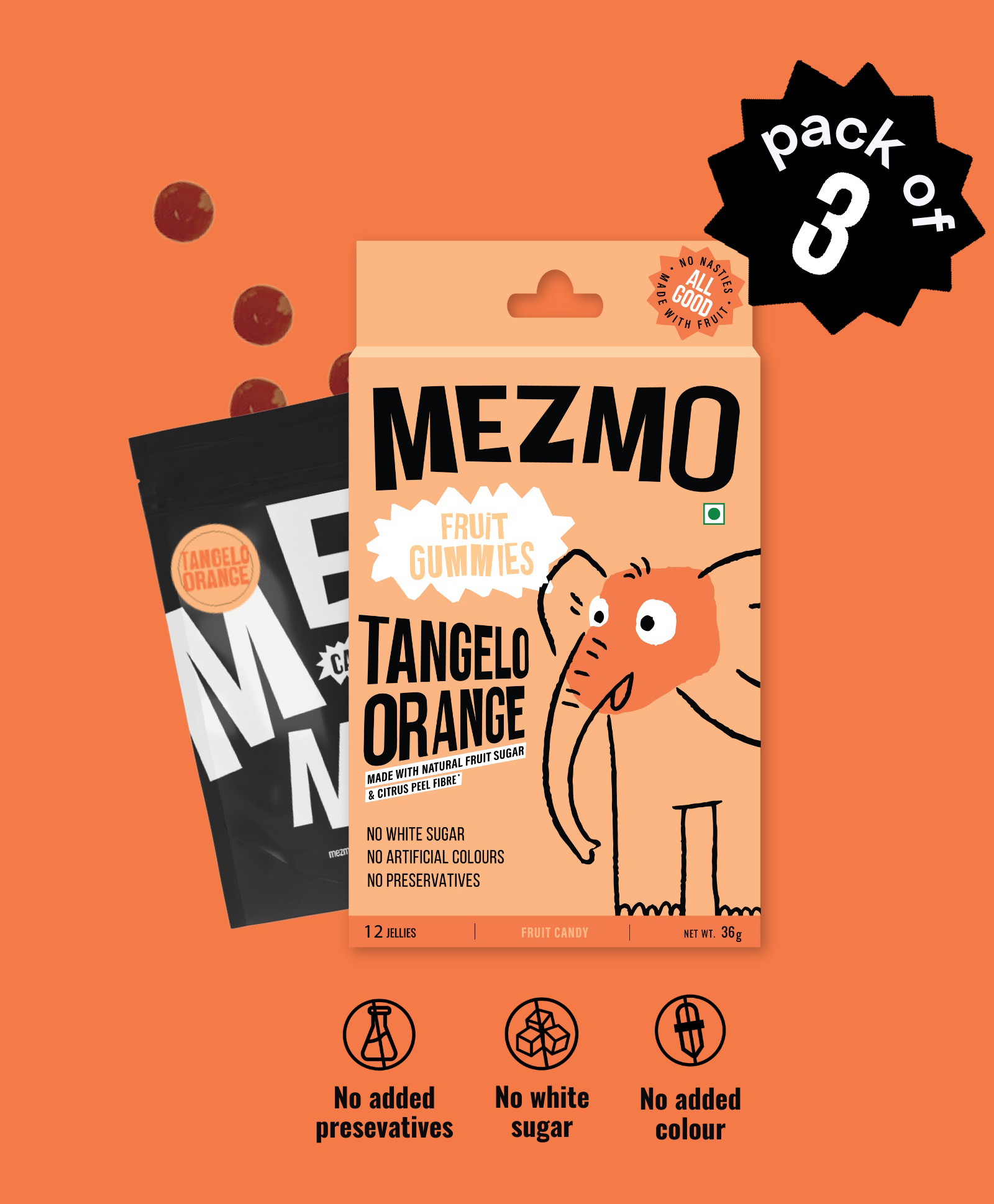 Mezmo Soft Jelly Fruit Candy with Natural Fruit Sugar Pack of 3 - 36 Pieces-picture-15