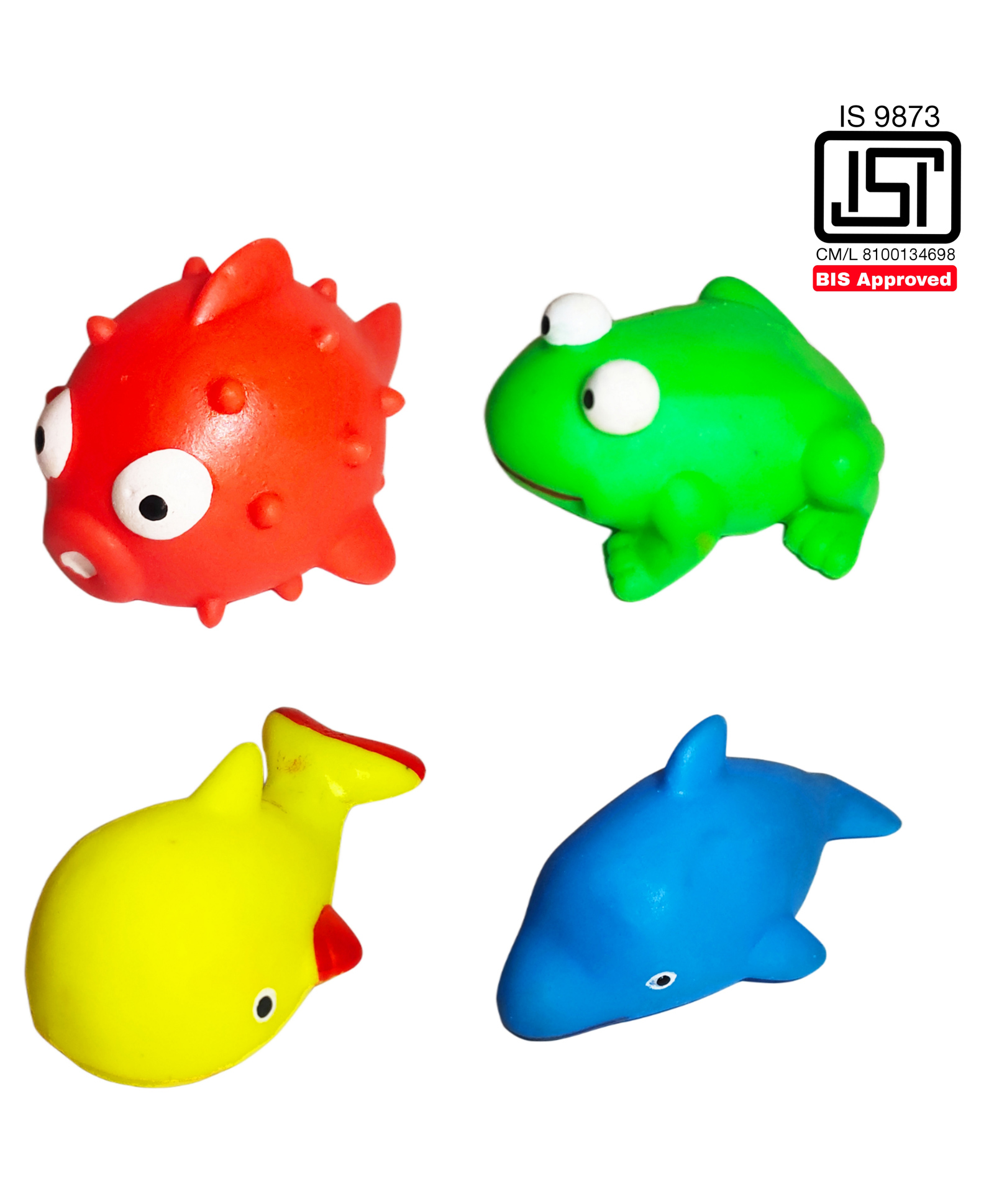 VParents Bathtub Bathing Squeeze Colorful fish Bath Toys (Multicolor) Pack of 4-picture-45