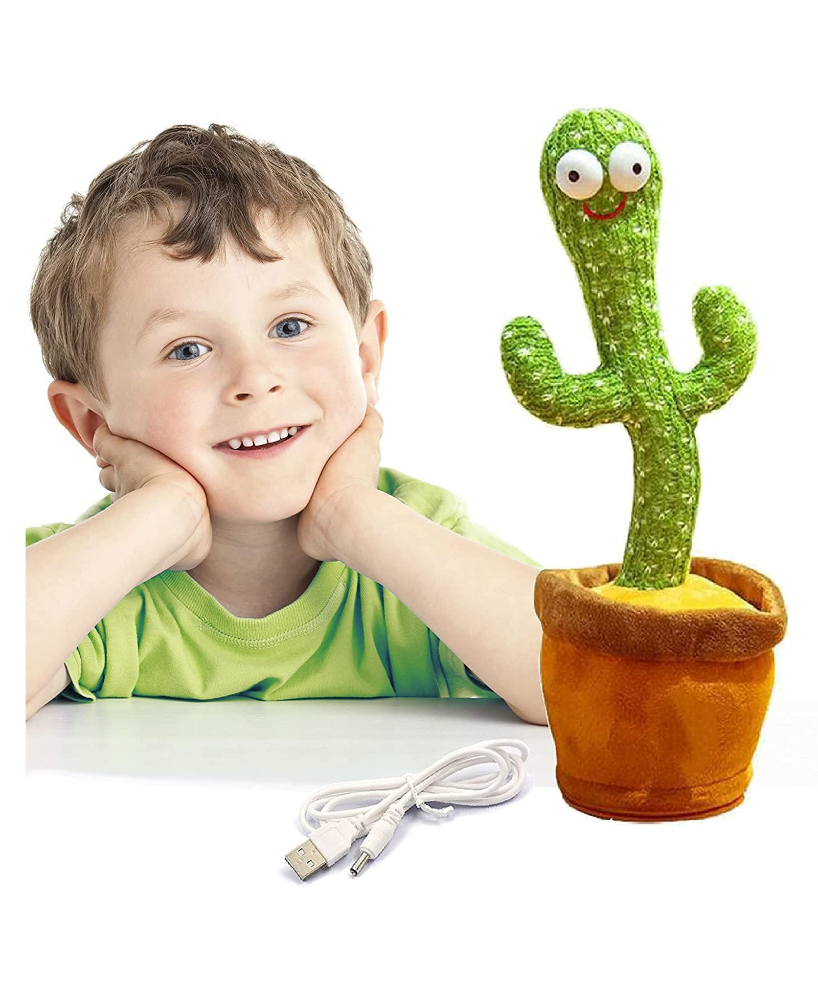 AKN TOYS Singing Talking Recording Dancing Cactus Toy - Green Brown-image-19