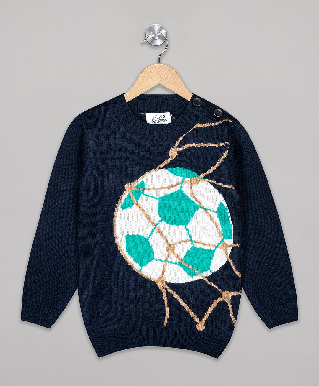 The Sandbox Clothing Co Full Sleeves Football & Net Detailed Sweater - Navy Blue-image-49