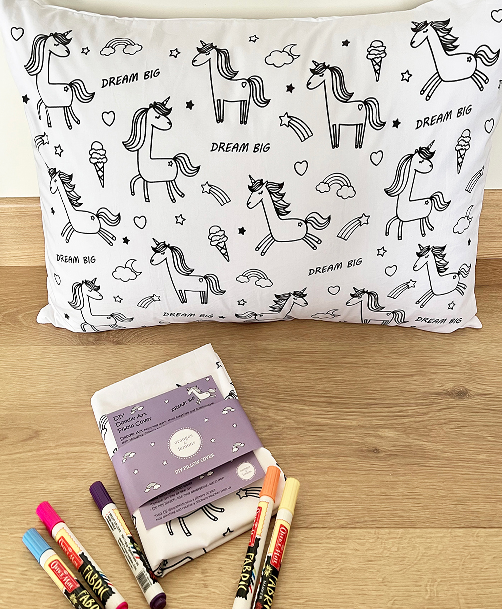 Oranges and Lemons DIY Doodle art Pillow Covers Dream Big Print - White-image-6