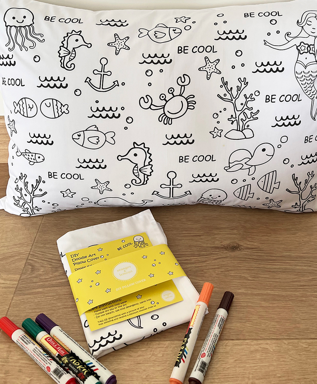 Oranges and Lemons DIY Doodle art Pillow Covers Be Cool Print - White-image-15