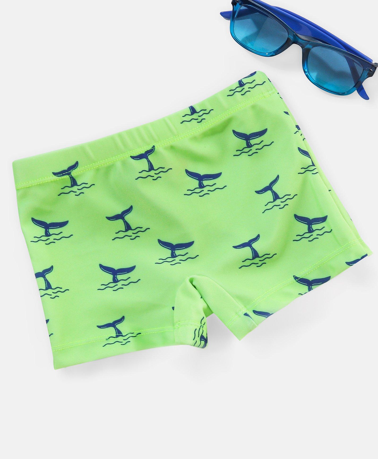Babyhug Swimming Trunk Shark Print - Green-image-11