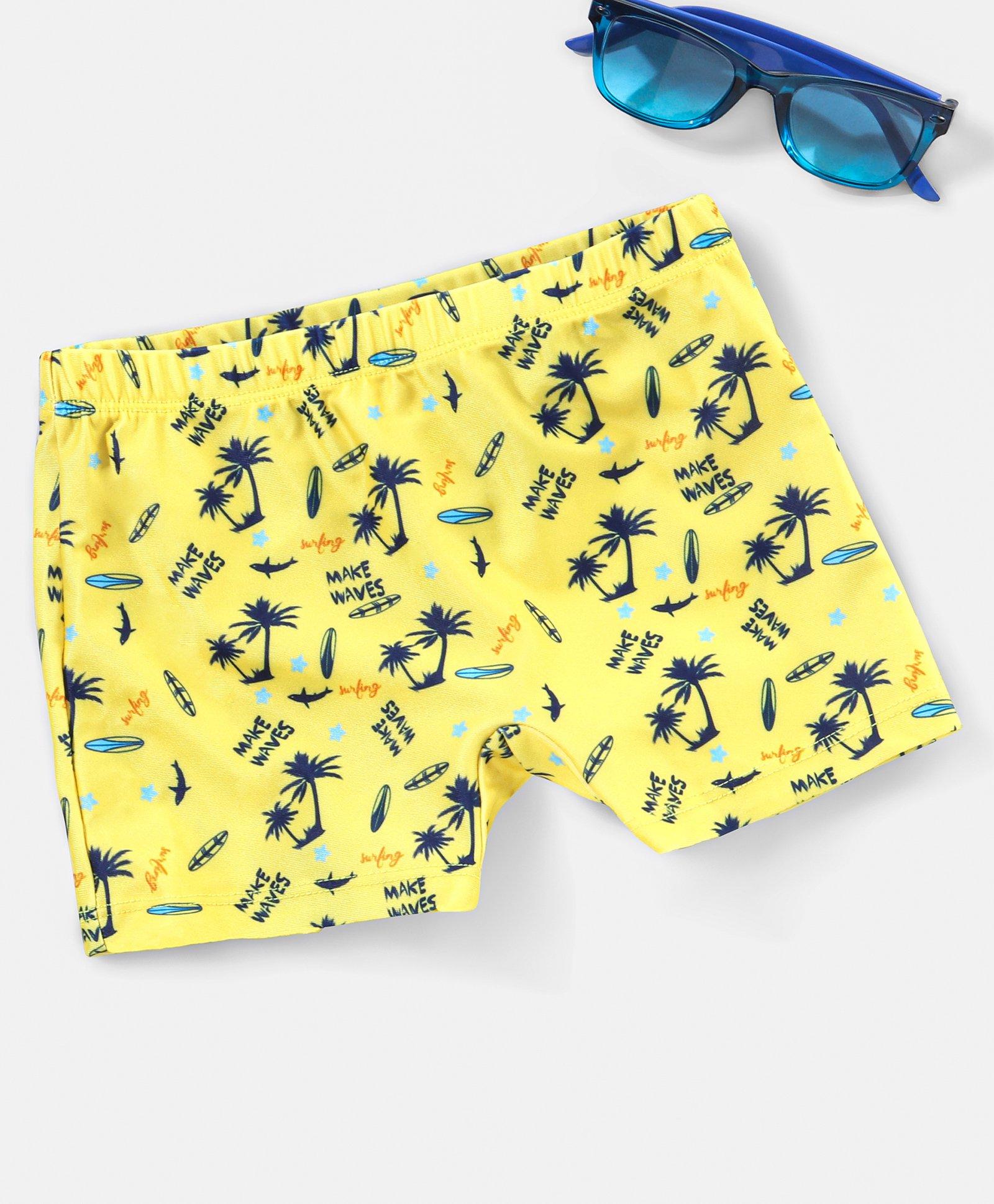 Babyhug Swimming Trunk Tropical Print - Yellow-picture-13
