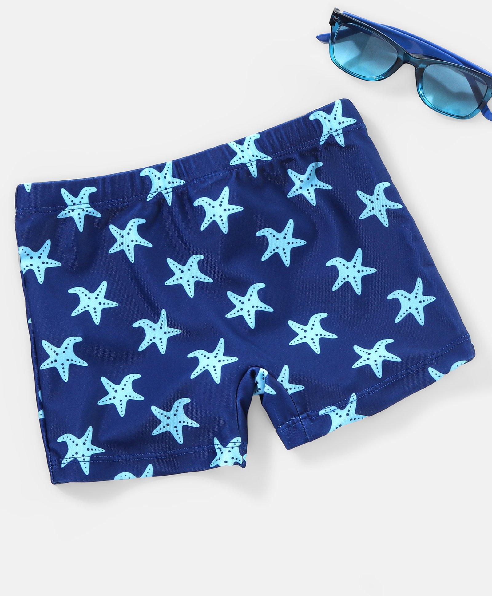 Babyhug Swimming Trunk Star Fish Print - Navy Blue-image-22