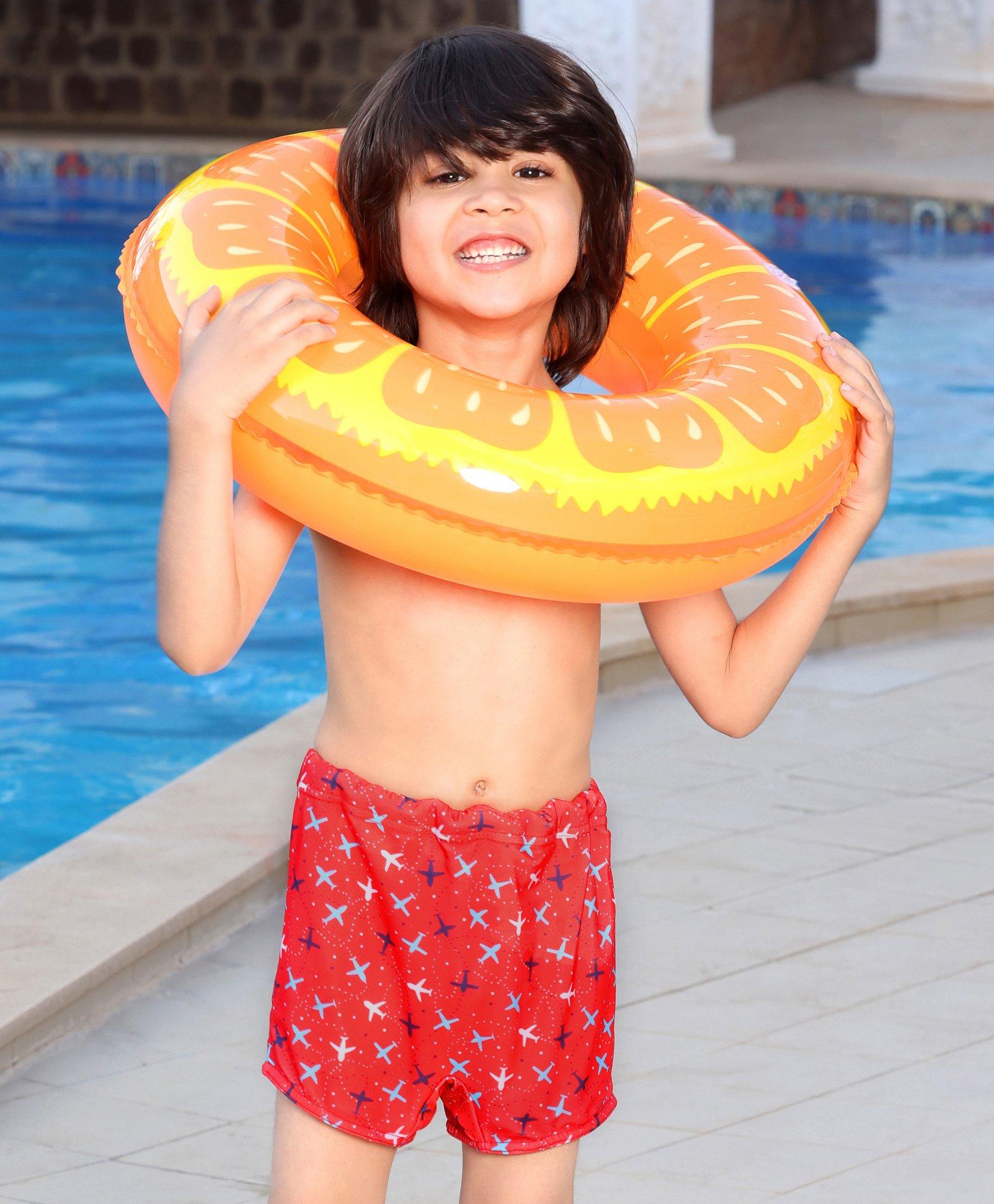 Babyhug Swimming Trunks Aeroplane Print - Red-image-7
