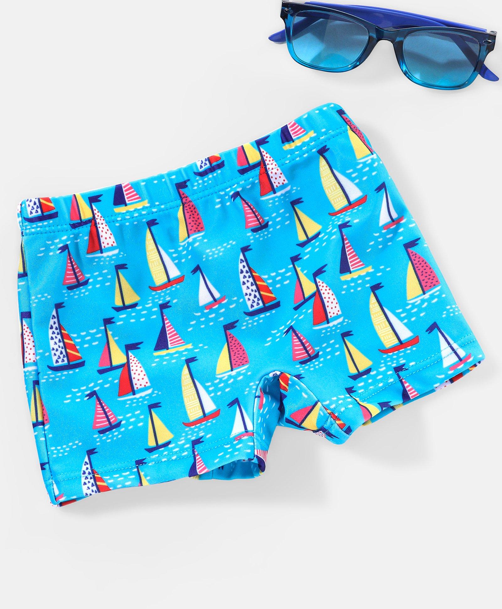 Babyhug Swimming Trunk Boat Print - Blue-picture-14