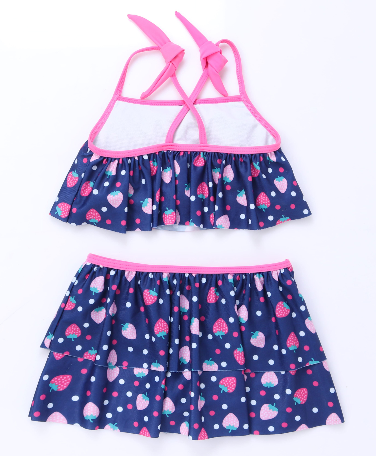 Babyhug Sleeveless 2 Piece Swimsuit Strawberry Print - Navy Blue-image-47