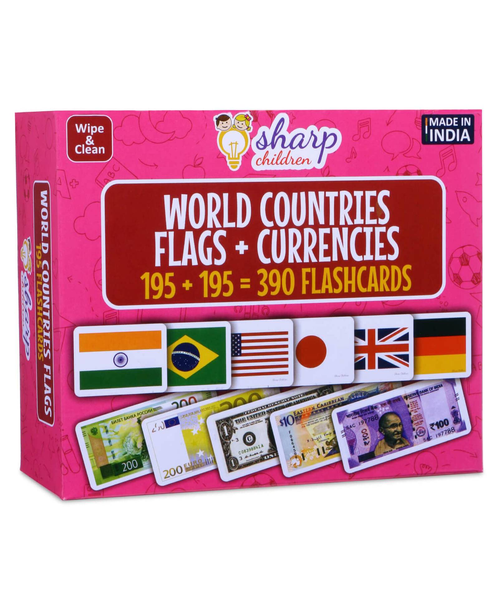 Sharp Children World Country Flags Flash Cards and Currency Flash Cards ComboBest Gift for Kids  195 Flags & 195 Currencies 390 Flashcards-image-6