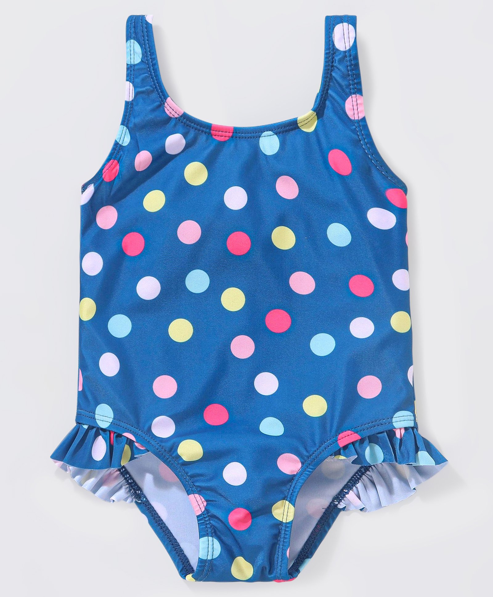 Babyhug Sleeveless V Cut Swimsuit Polka Dot Pattern - Navy-image-45