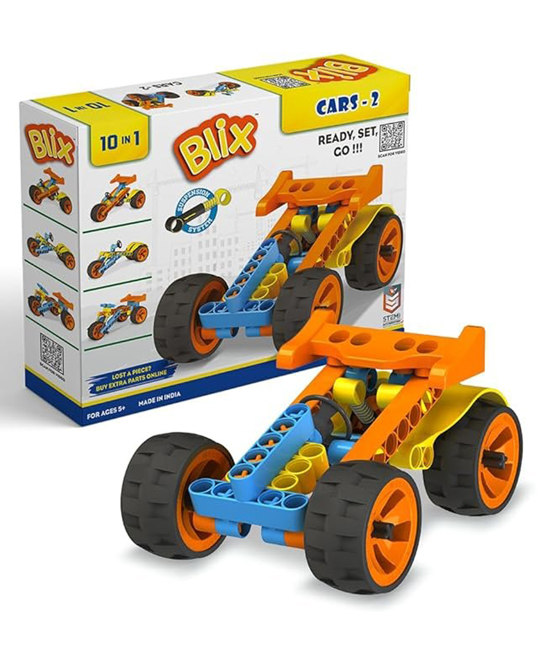Zephyr Blix Cars 2 Construction Set Multicolor - 76 Pieces-image-45