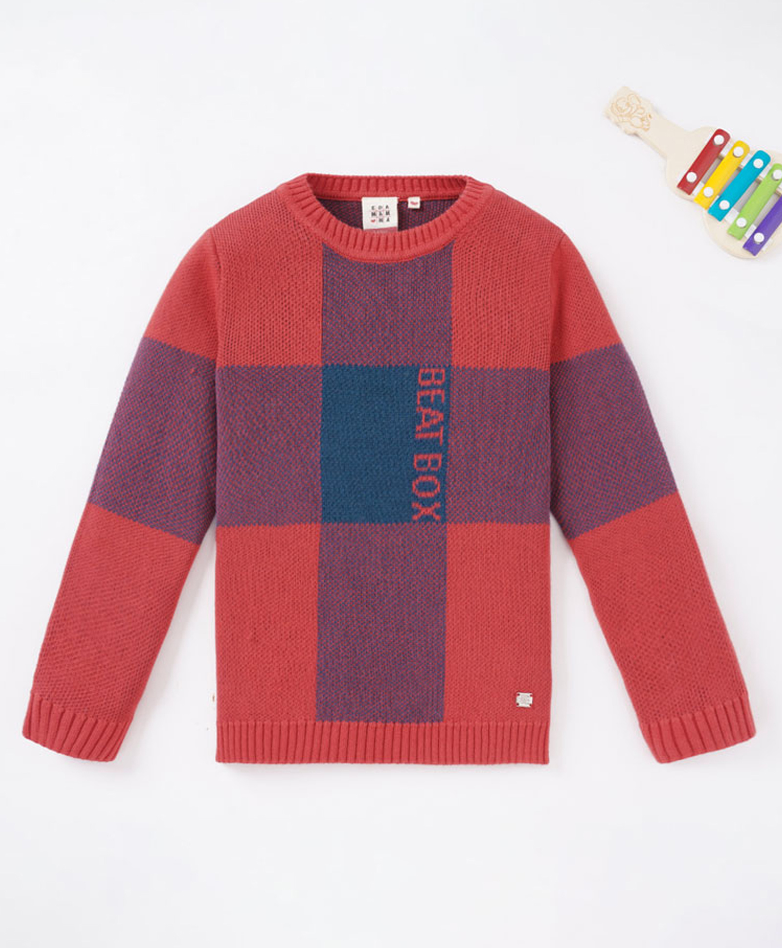 Ed-a-Mamma Cotton Full Sleeves Sustainable Sweater Text Print - Red-picture-24