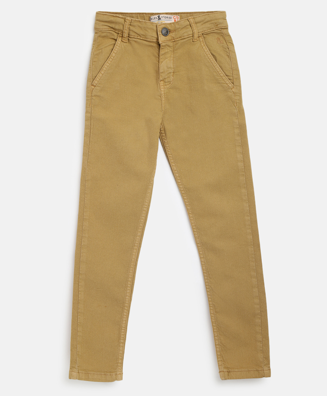Tales & Stories Solid Button Down Slim Fit Trouser - Khaki Brown-picture-18