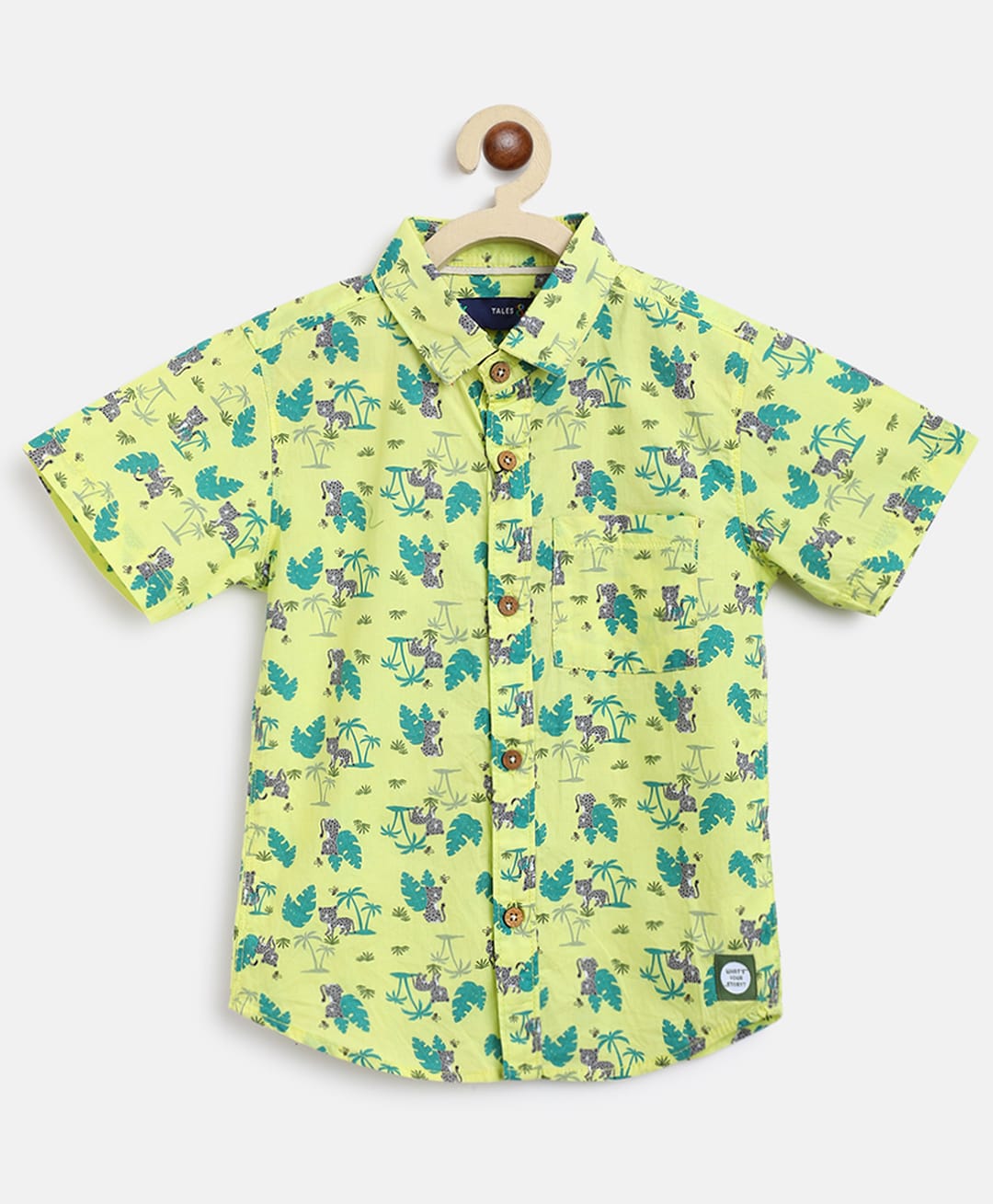 Tales & Stories Half Sleeves Forest Printed Shirt - Light Green-image-15