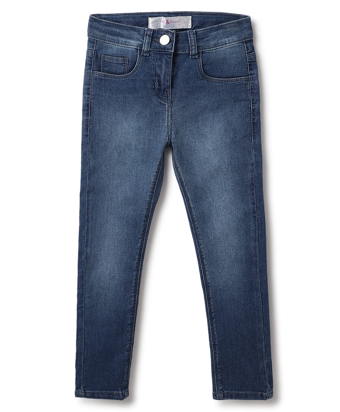 Tales & Stories Solid Button Down Slim Fit Jeans - Blue-picture-21