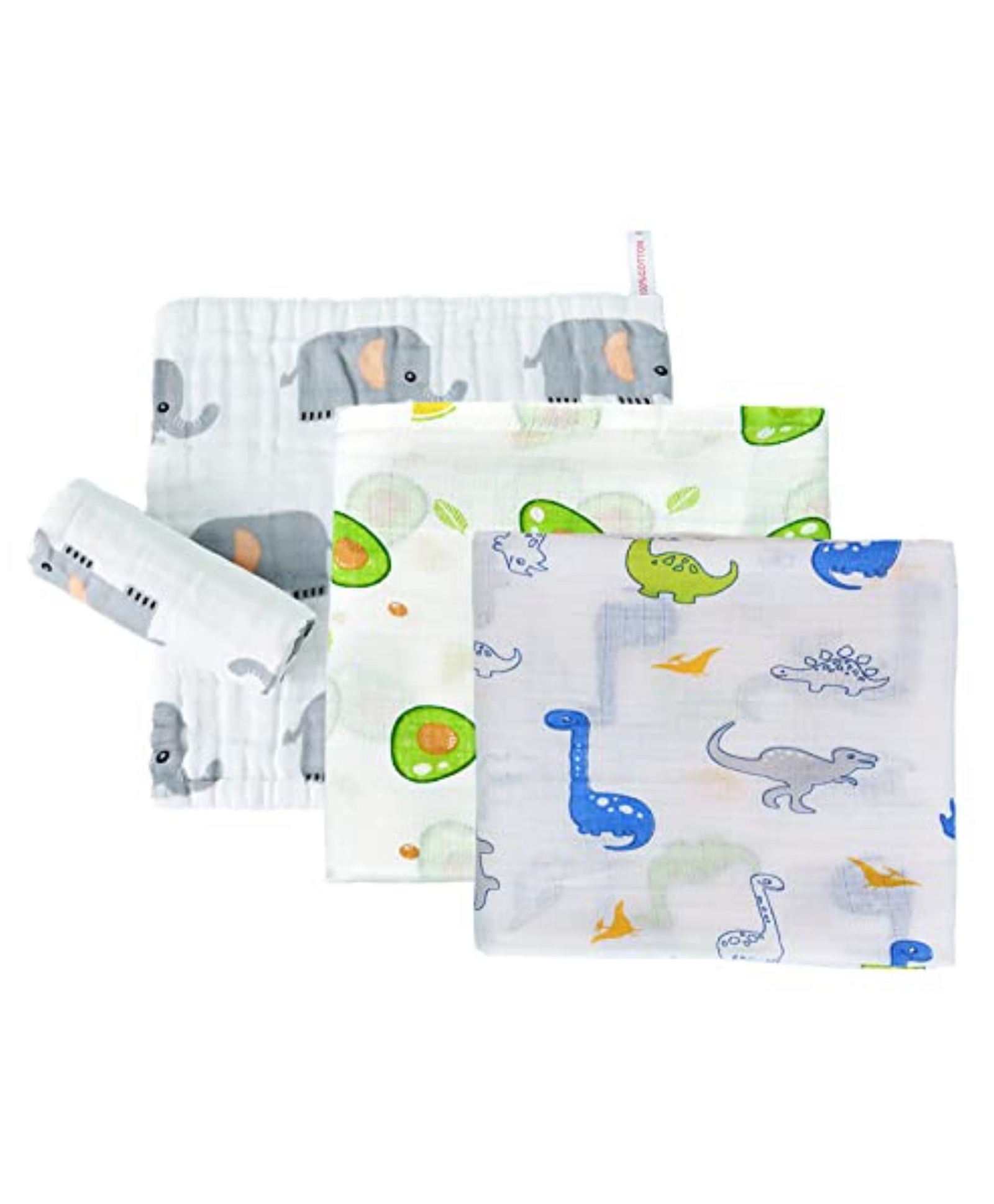 SYGA Baby Cotton Cartoon Towel Baby Printed Square Towel for Toddler Newborn Infant Towel Pack Of 3 - White-picture-15