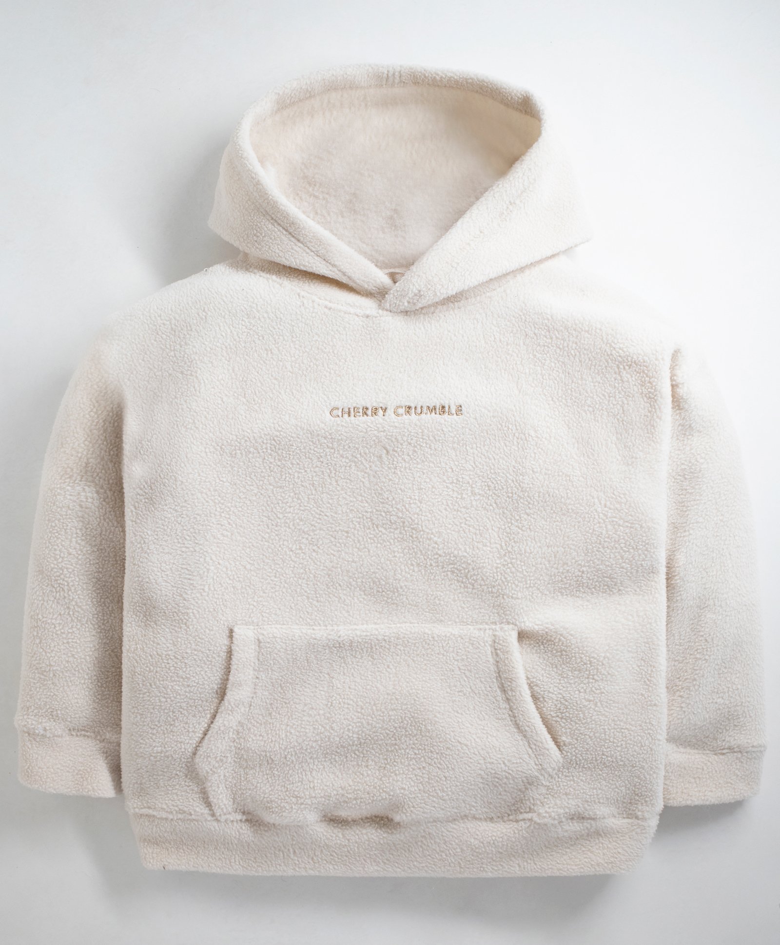 Cherry Crumble By Nitt Hyman Full Sleeves Textured & Placement Embroidered Polar Fleece Hooded Sweatshirt - Cream-picture-39