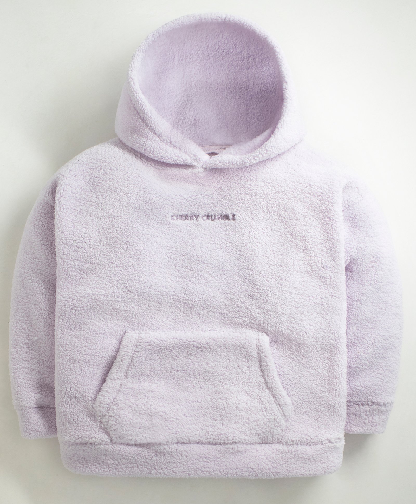 Cherry Crumble By Nitt Hyman Full Sleeves Textured & Placement Embroidered Polar Fleece Hooded Sweatshirt - Lilac-picture-16